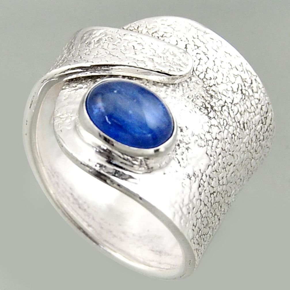 2.11cts natural kyanite 925 silver solitaire adjustable ring size 6.5 r16329