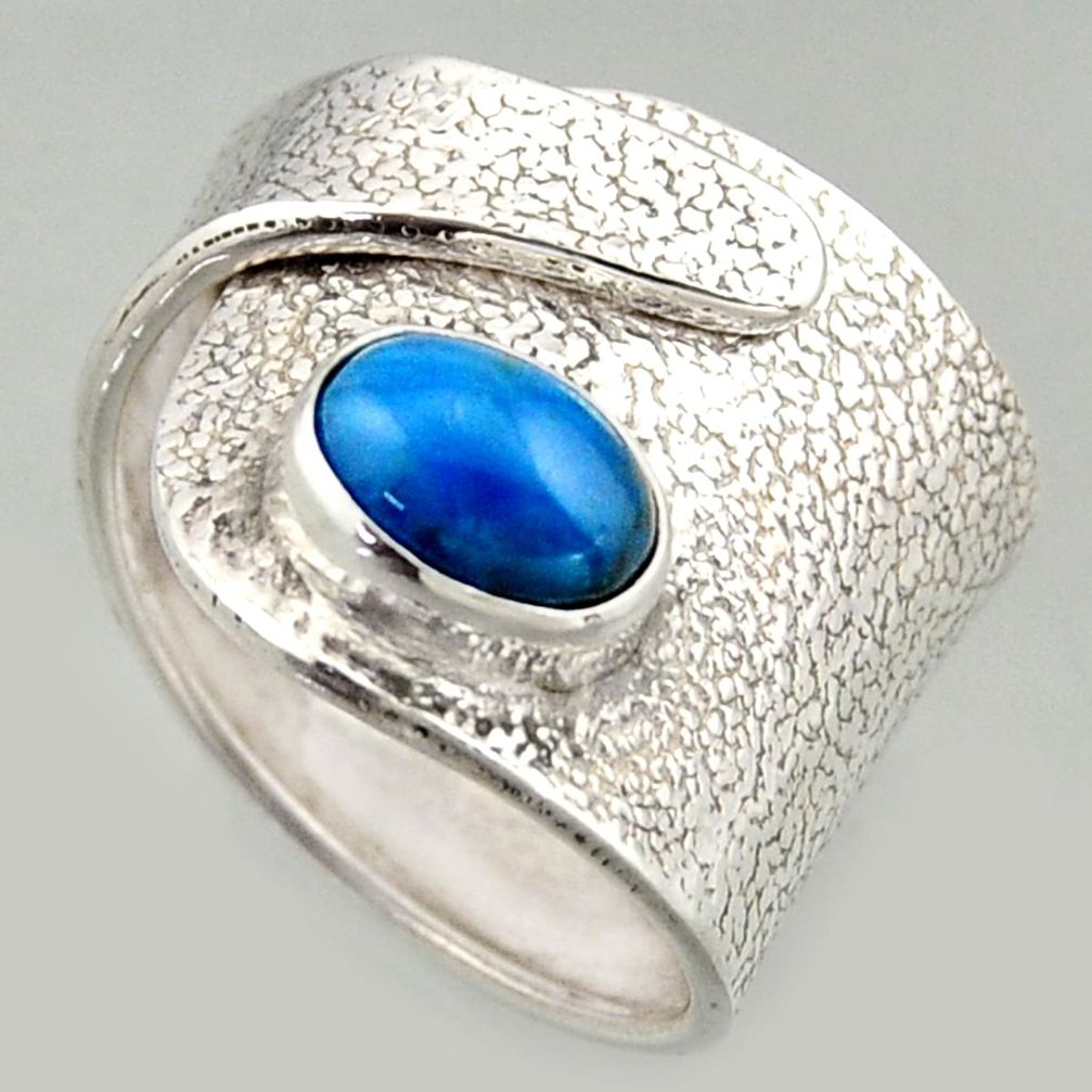 925 silver 2.13cts natural apatite solitaire adjustable ring size 5.5 r16337