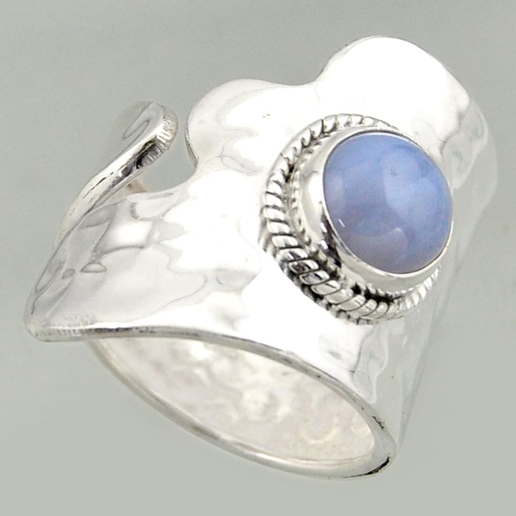 3.53cts natural lace agate 925 silver solitaire adjustable ring size 8.5 r16361