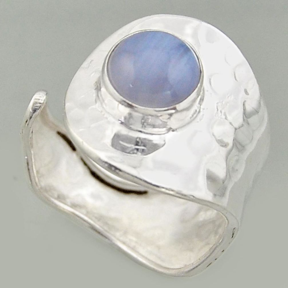 3.01cts natural lace agate 925 silver solitaire adjustable ring size 8 r16367