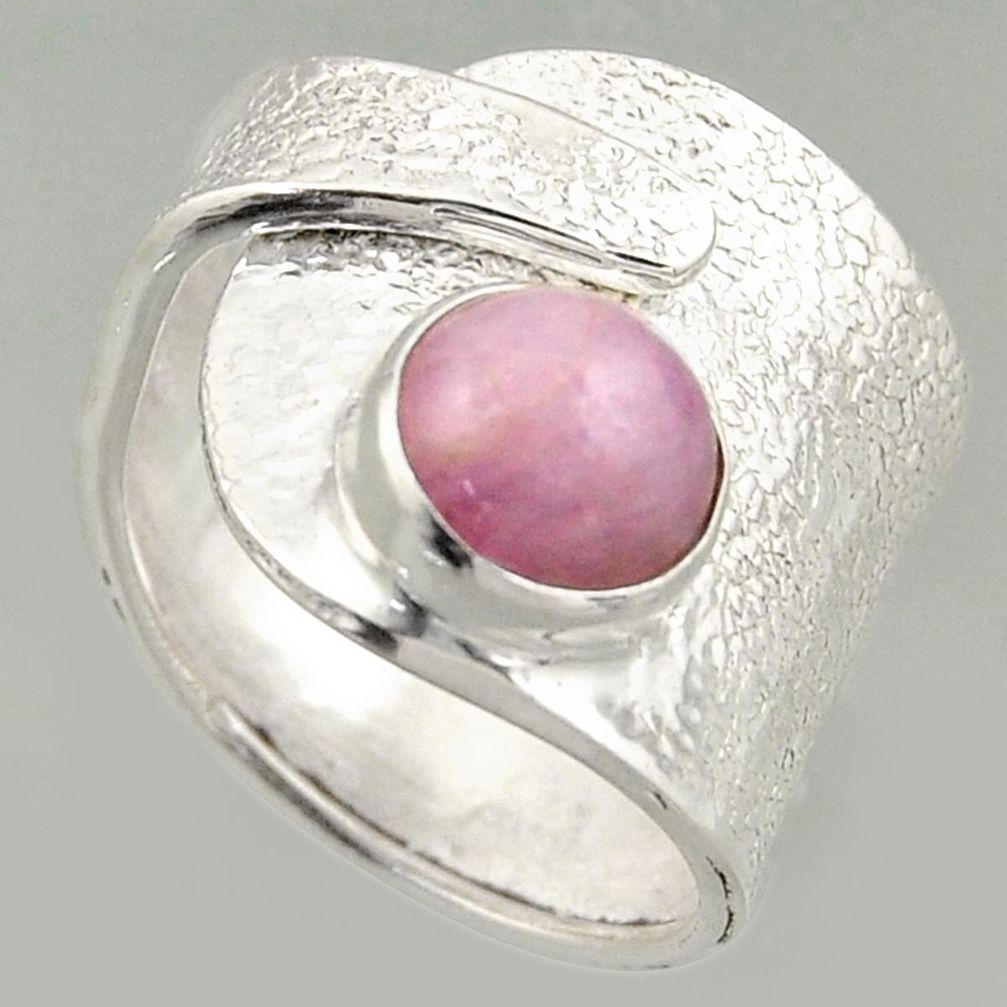 3.01cts natural pink kunzite 925 silver solitaire adjustable ring size 7 r16377