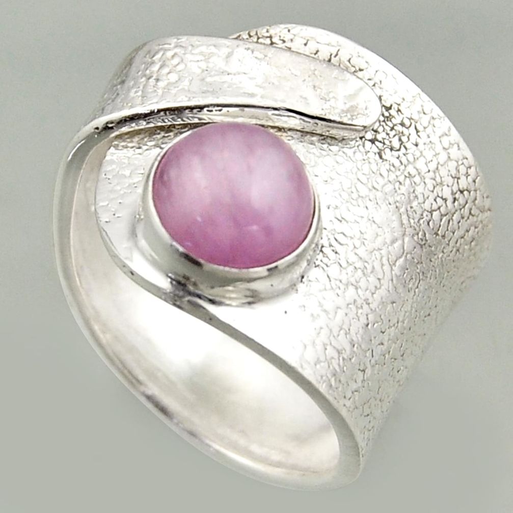 3.29cts natural pink kunzite 925 silver solitaire adjustable ring size 8 r16378