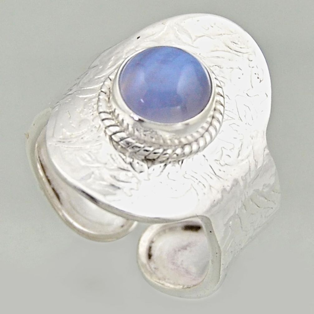 3.01cts natural lace agate 925 silver solitaire adjustable ring size 9.5 r16401