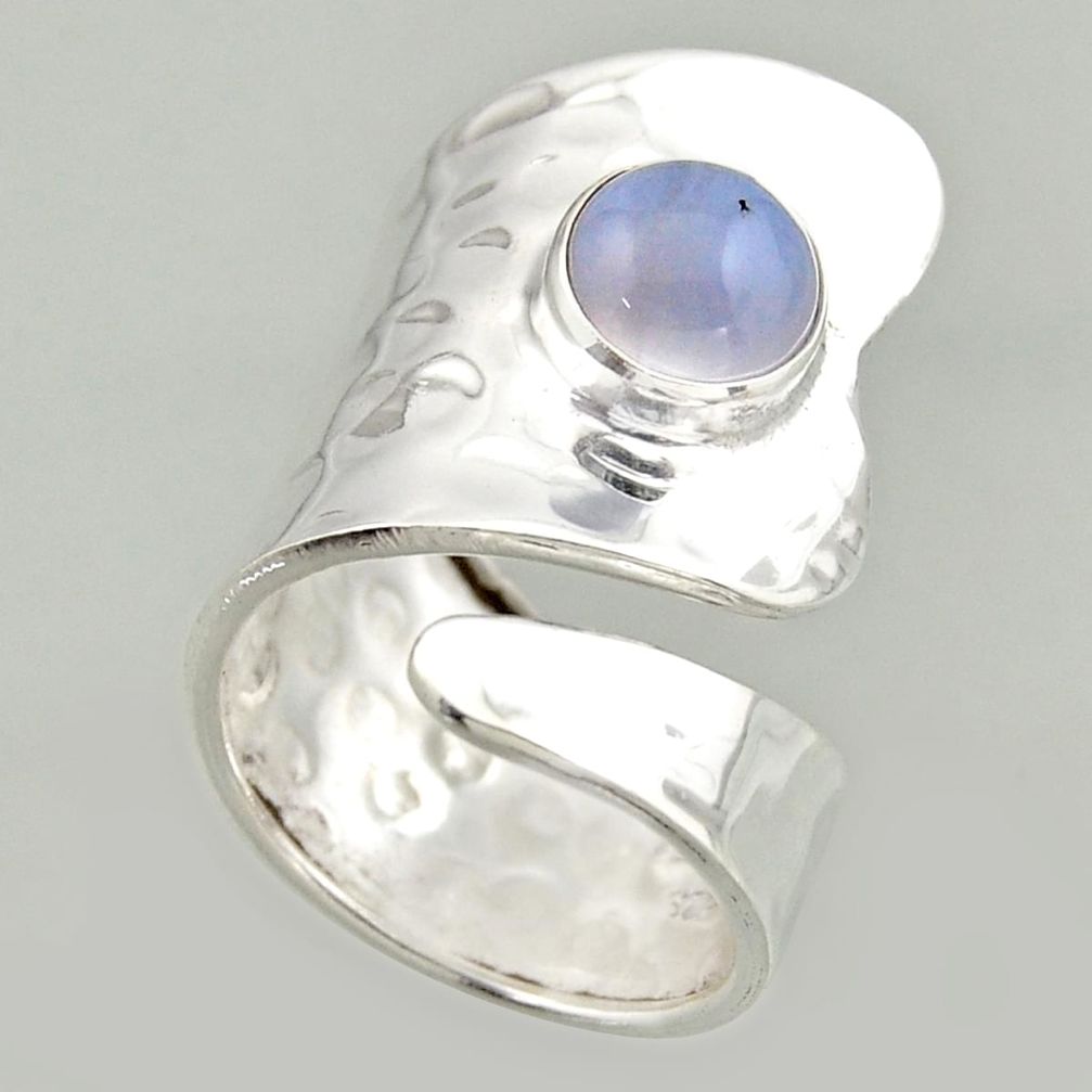 3.53cts natural lace agate 925 silver solitaire adjustable ring size 8 r16402