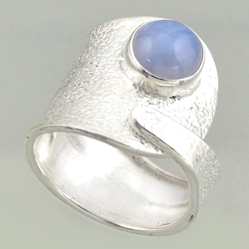 3.42cts natural lace agate 925 silver solitaire adjustable ring size 8 r16406