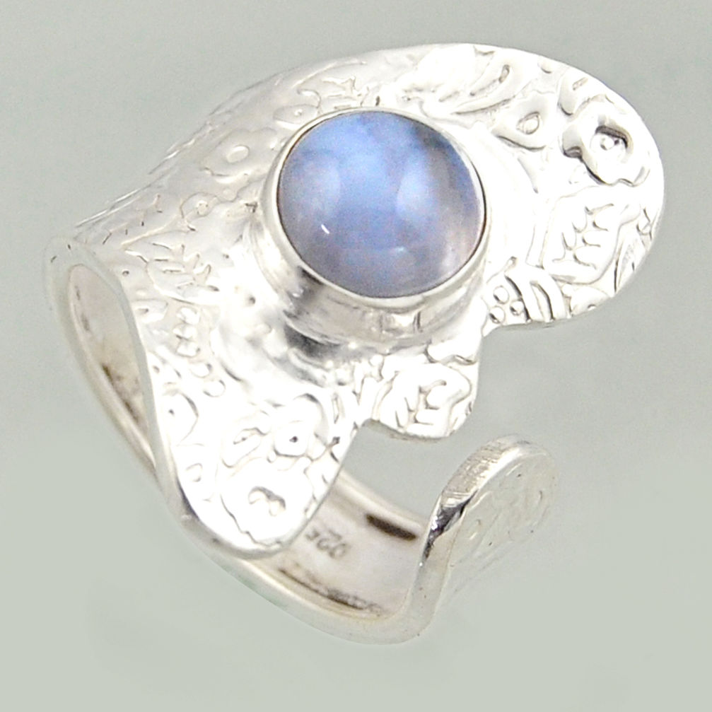 3.28cts natural lace agate 925 silver solitaire adjustable ring size 8 r16407