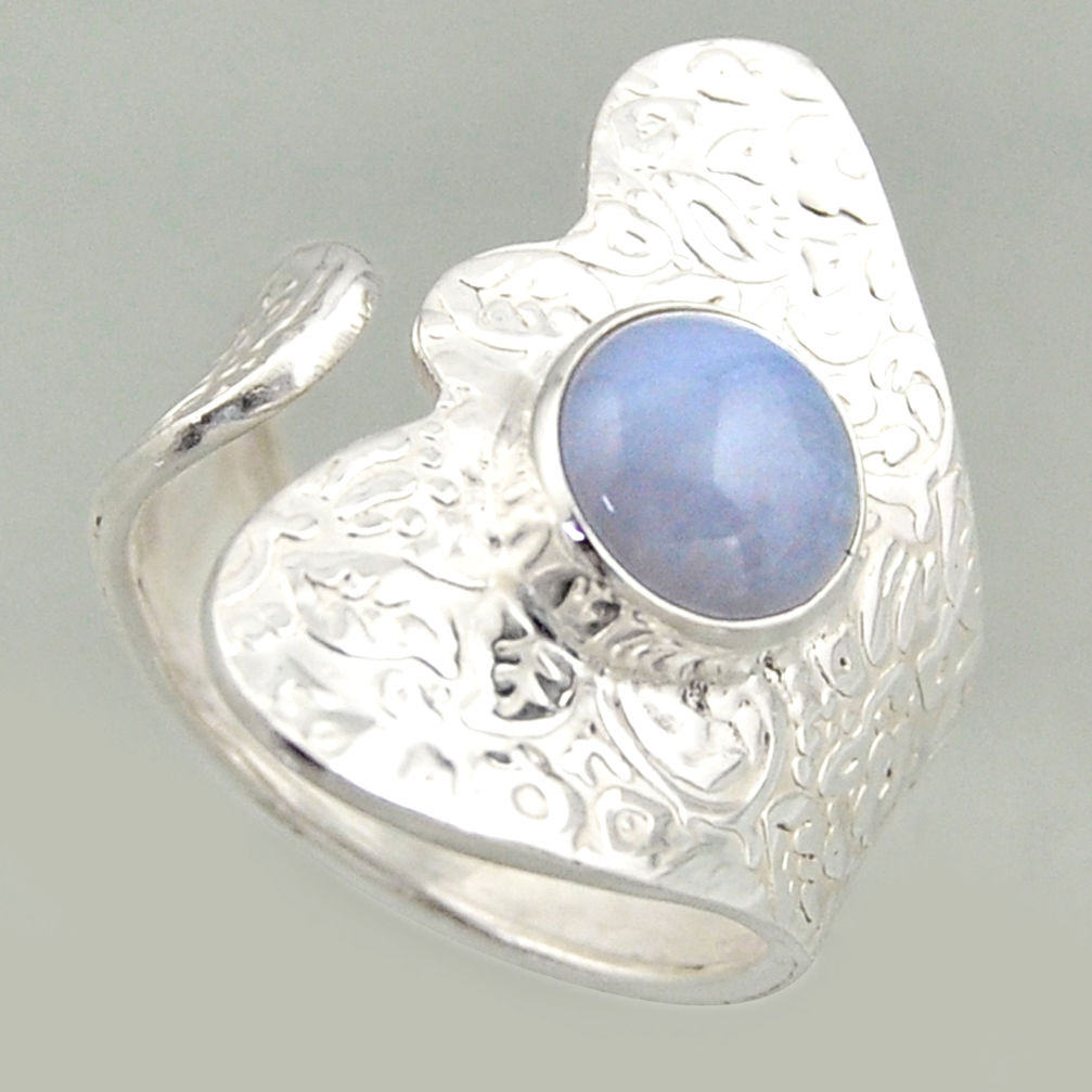 925 silver 3.35cts natural lace agate solitaire adjustable ring size 8.5 r16408