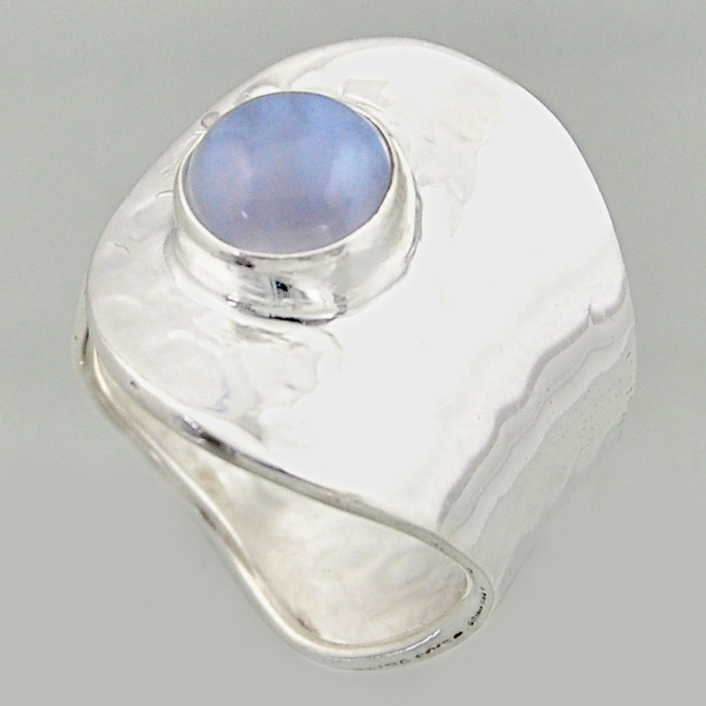 3.19cts natural lace agate 925 silver solitaire adjustable ring size 8 r16409