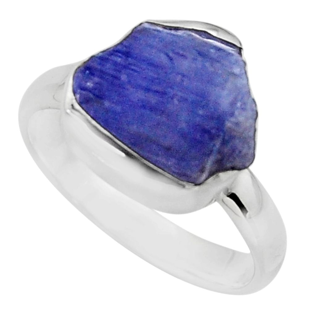5.23cts natural blue tanzanite rough 925 silver solitaire ring size 7 r16761