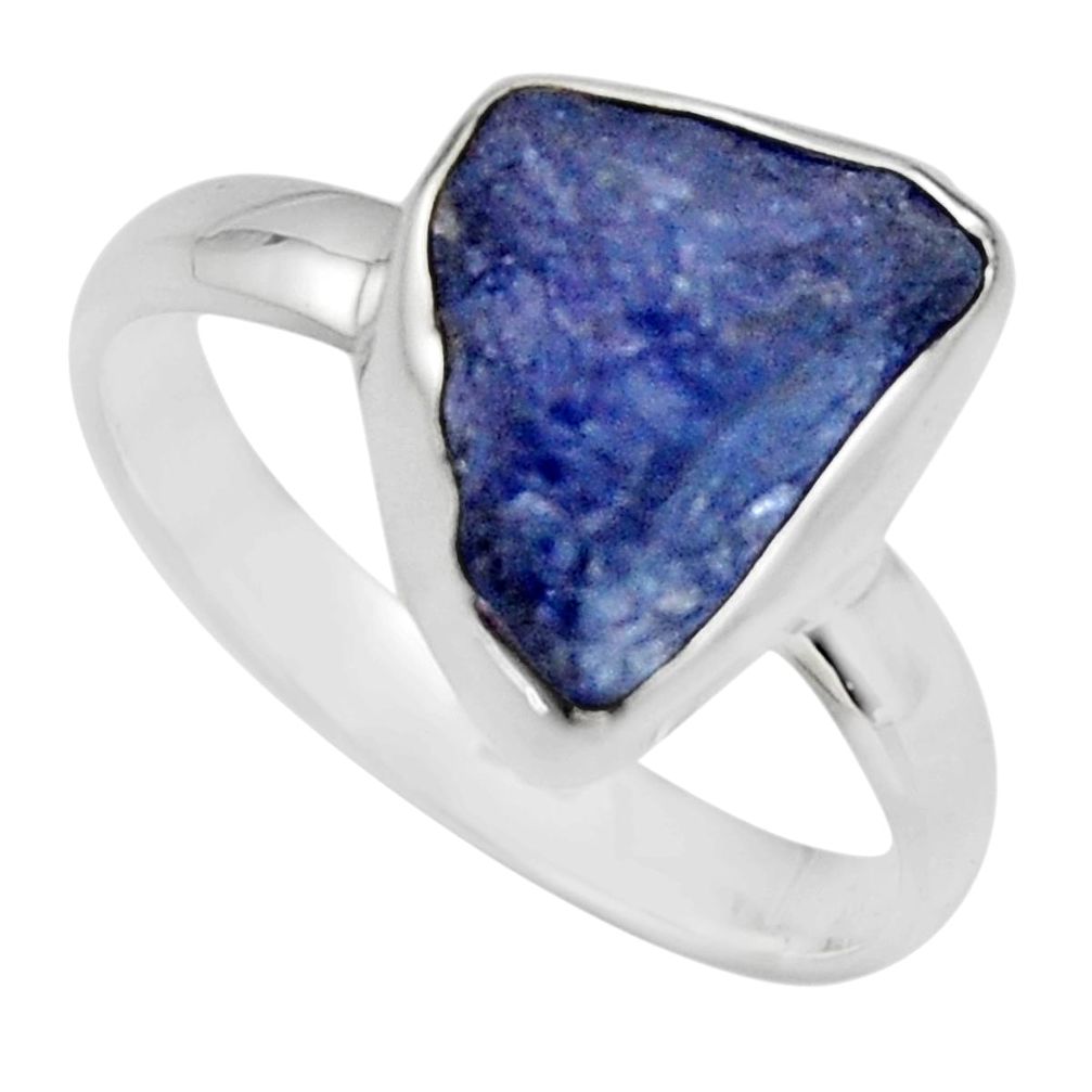 925 silver 5.53cts natural blue tanzanite rough solitaire ring size 9 r16780