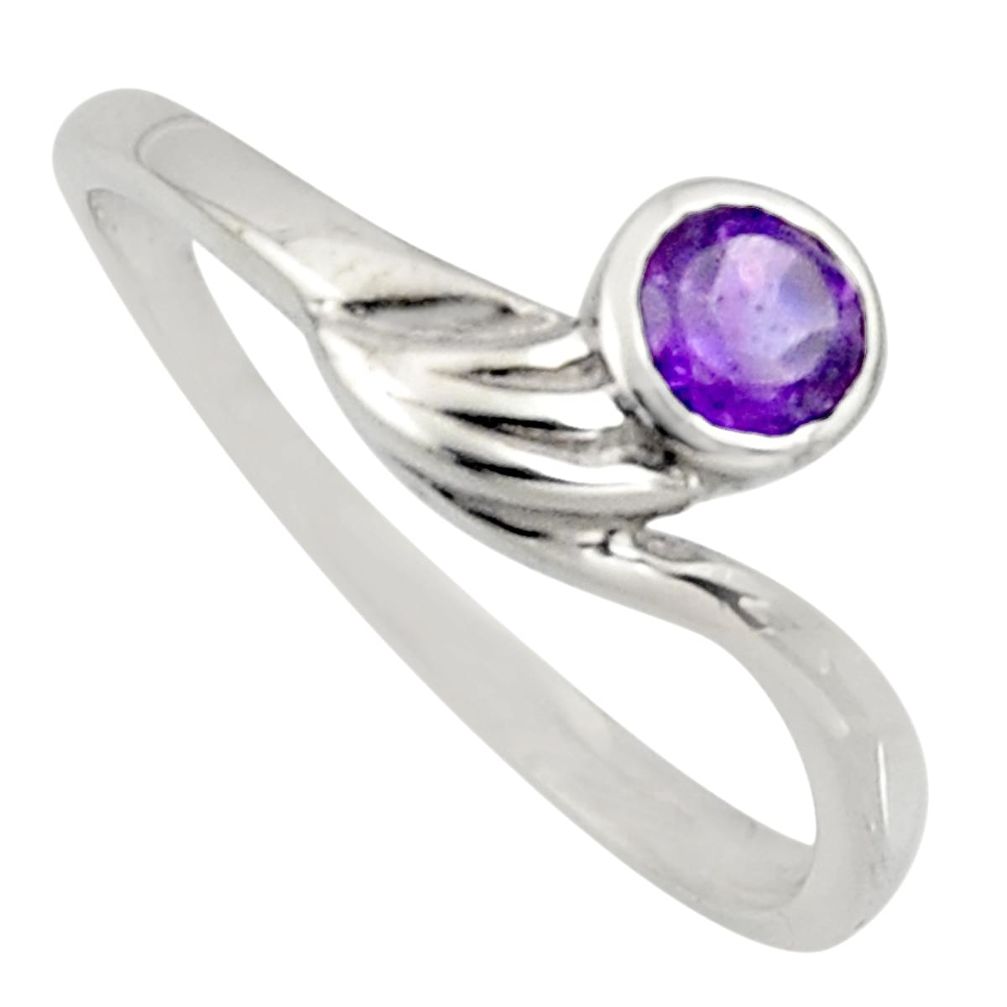 0.38cts natural purple amethyst 925 silver solitaire ring jewelry size 8.5 r6623