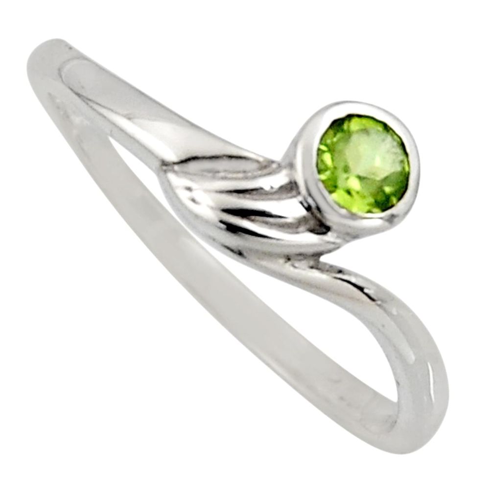 0.37cts natural green peridot 925 sterling silver solitaire ring size 6.5 r6627