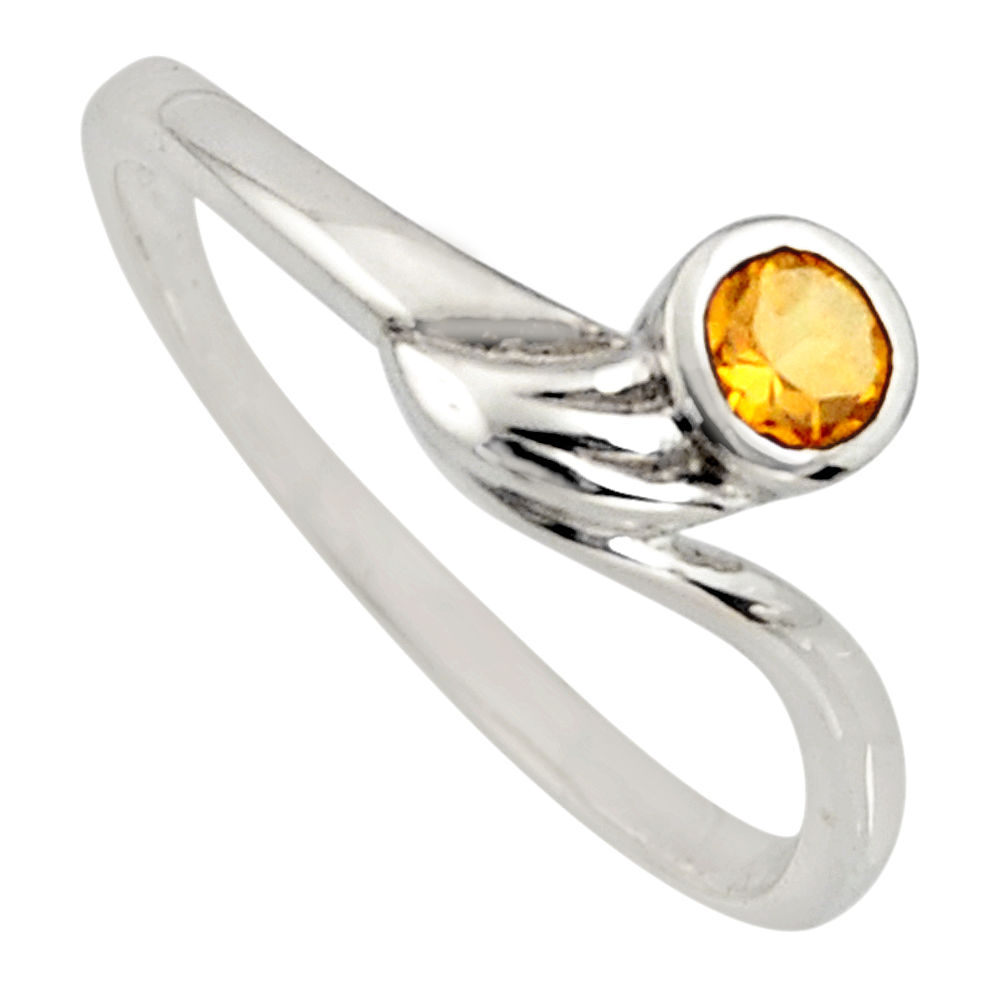 0.41cts natural yellow citrine 925 silver solitaire ring jewelry size 7.5 r6633