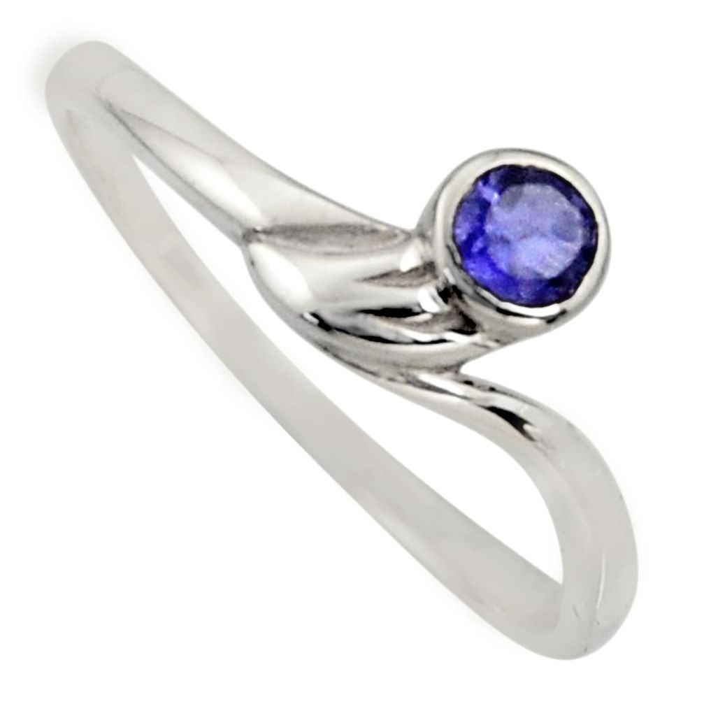 0.41cts natural blue iolite 925 sterling silver solitaire ring size 8.5 r6638