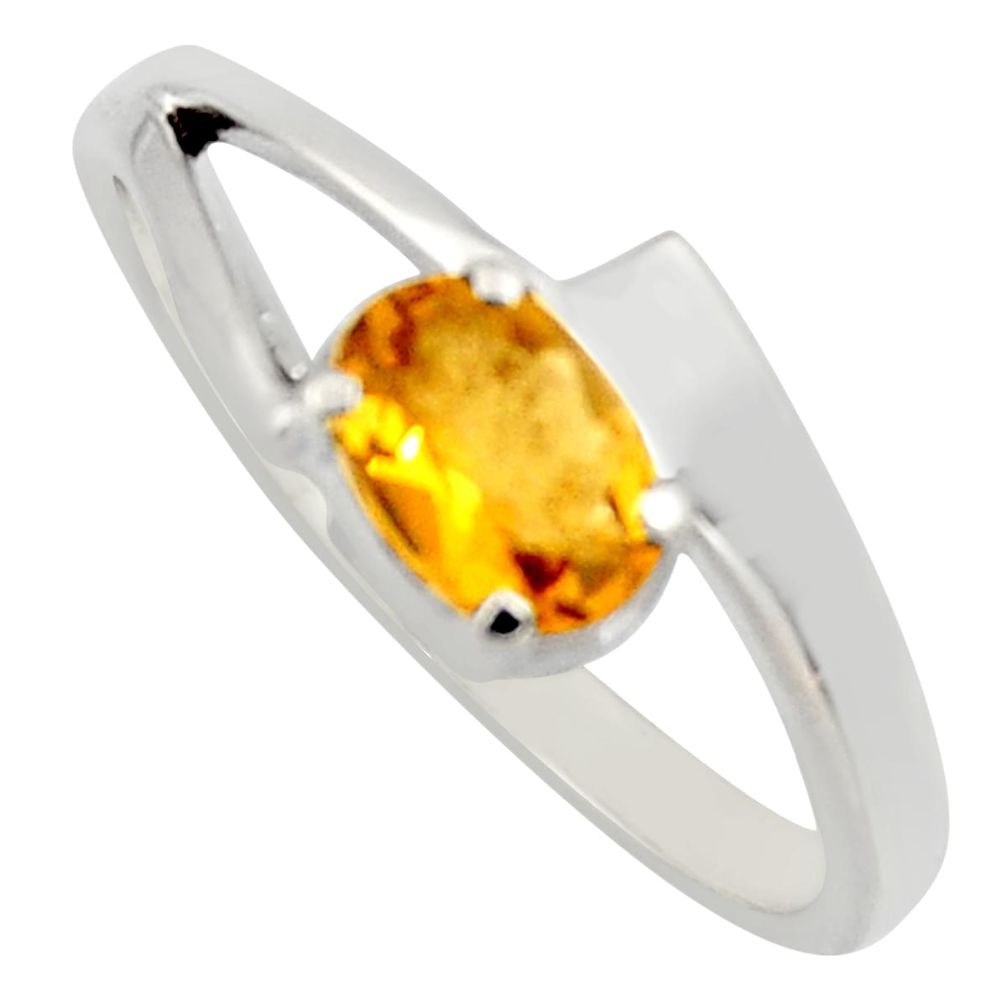 0.94cts natural yellow citrine 925 silver solitaire ring jewelry size 5.5 r6646