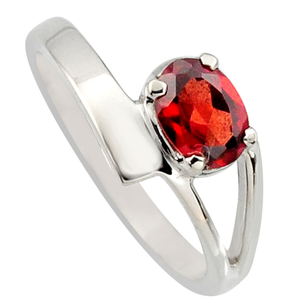 1.01cts natural red garnet 925 sterling silver solitaire ring size 7.5 r6650