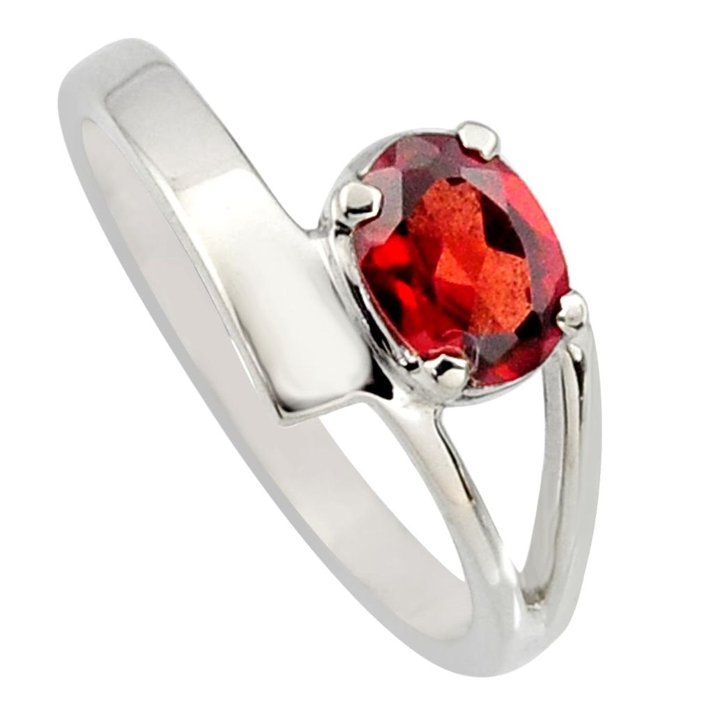 1.00cts natural red garnet 925 sterling silver solitaire ring size 7.5 r6652