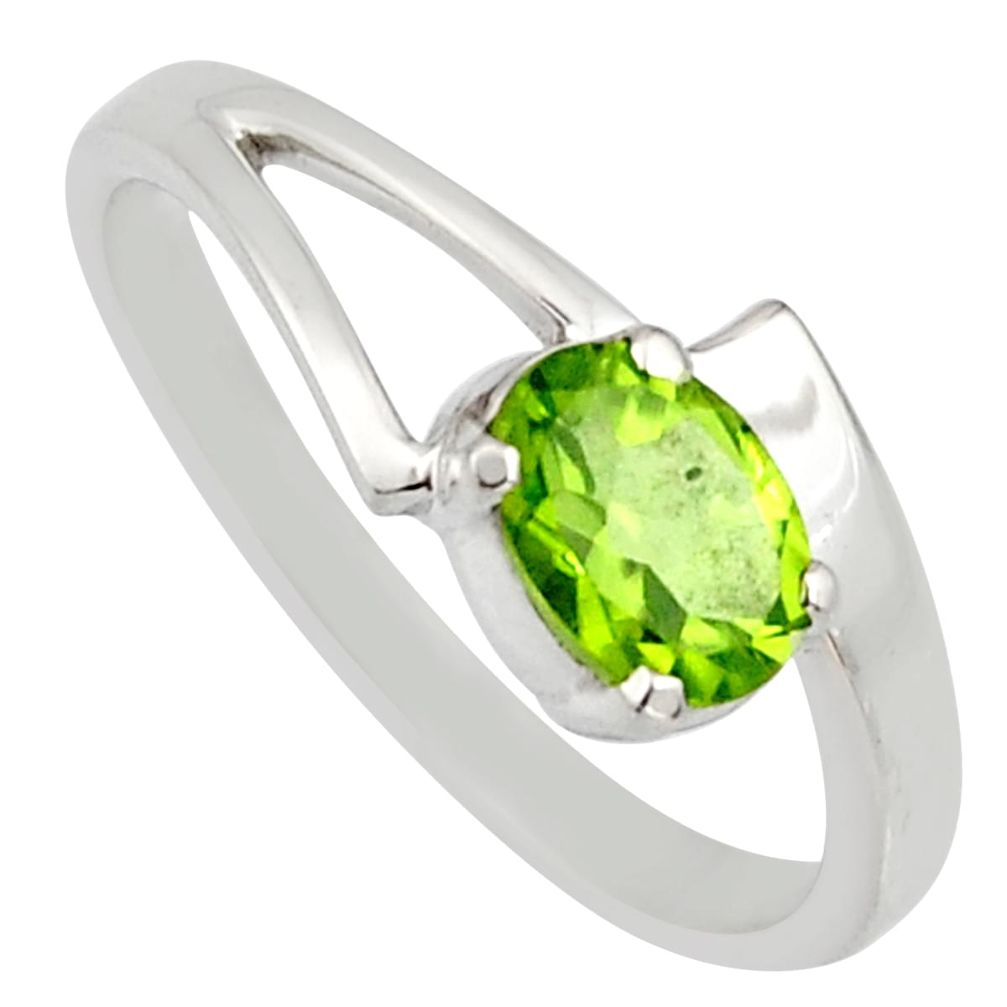 925 silver 1.00cts natural green peridot solitaire ring jewelry size 8.5 r6654