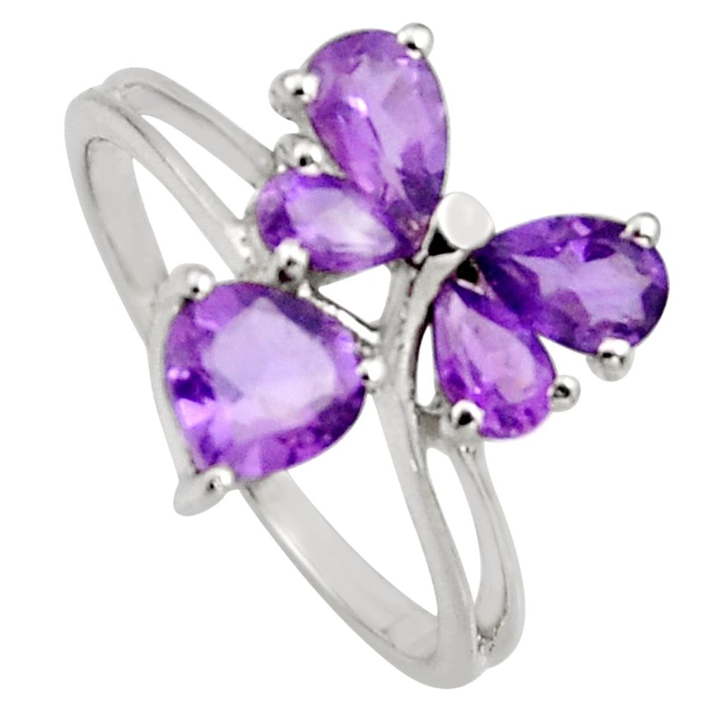 3.59cts natural purple amethyst 925 sterling silver ring jewelry size 5.5 r6661