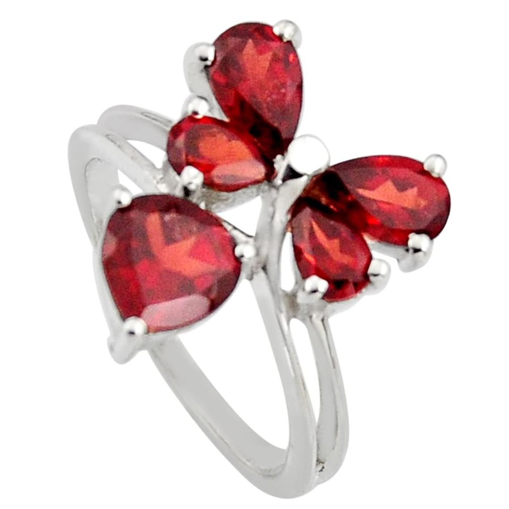 925 sterling silver 3.59cts natural red garnet ring jewelry size 6.5 r6667