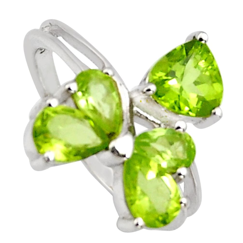 3.59cts natural green peridot 925 sterling silver ring jewelry size 5.5 r6669