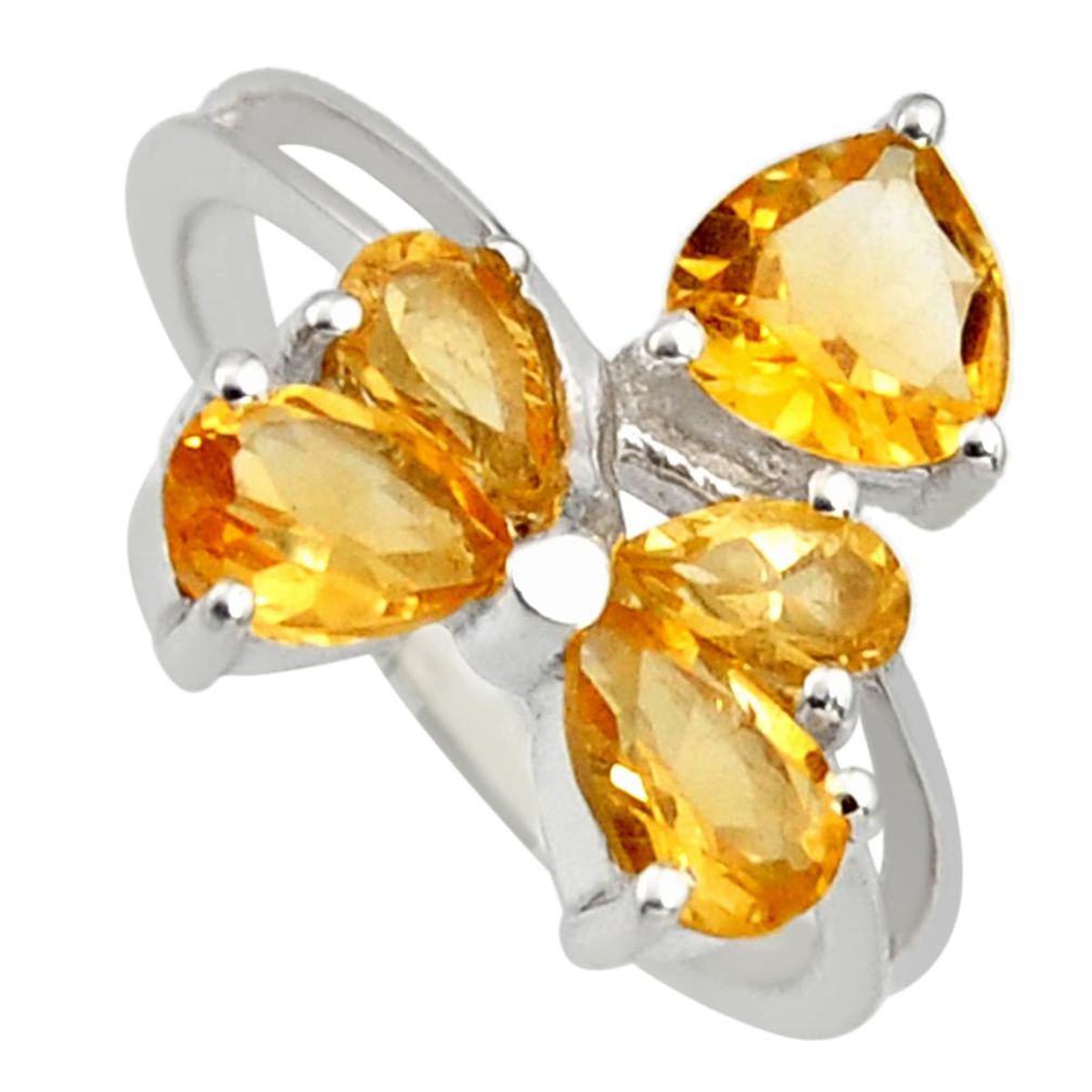 3.40cts natural yellow citrine 925 sterling silver ring jewelry size 6.5 r6676