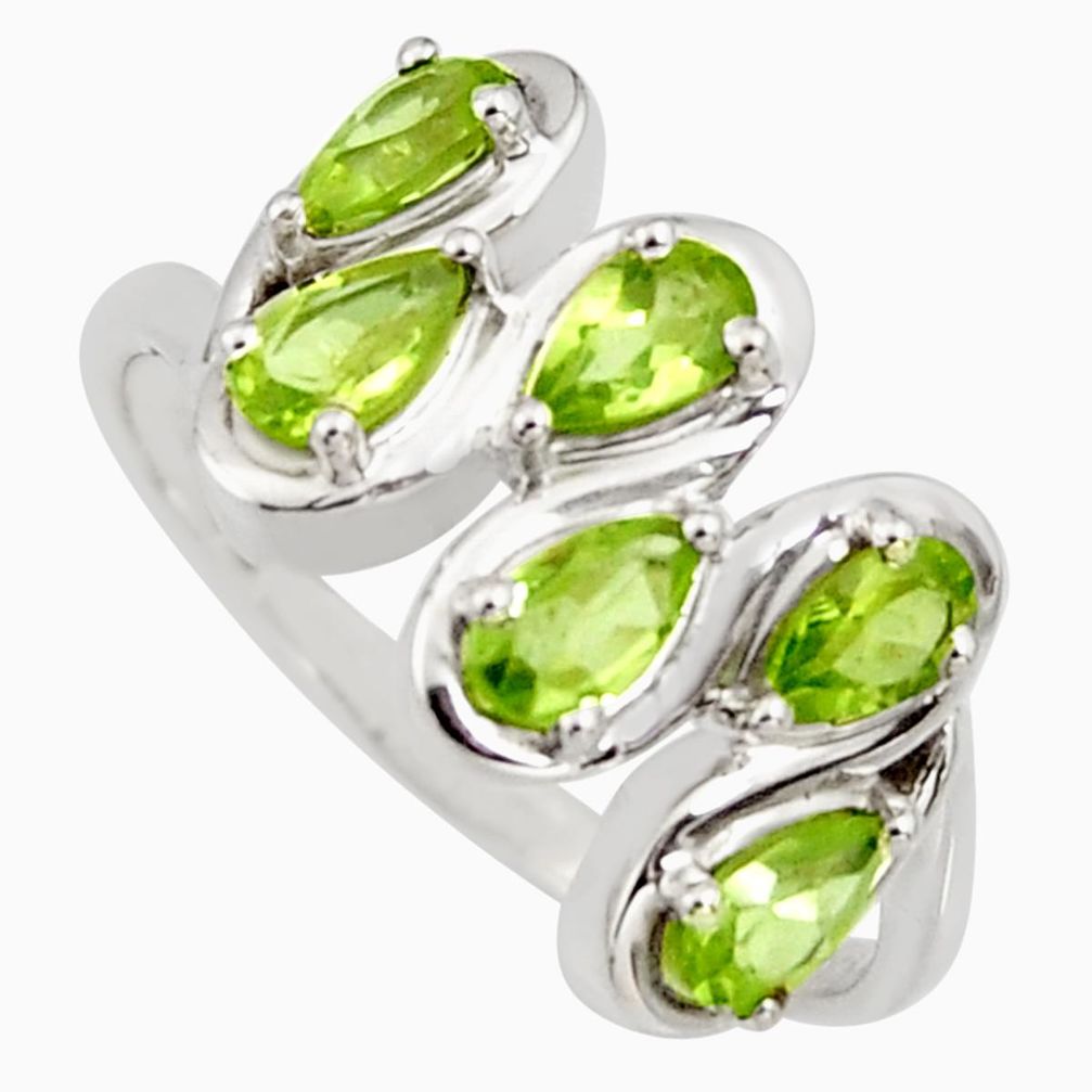 2.98cts natural green peridot 925 sterling silver ring jewelry size 9 r6686