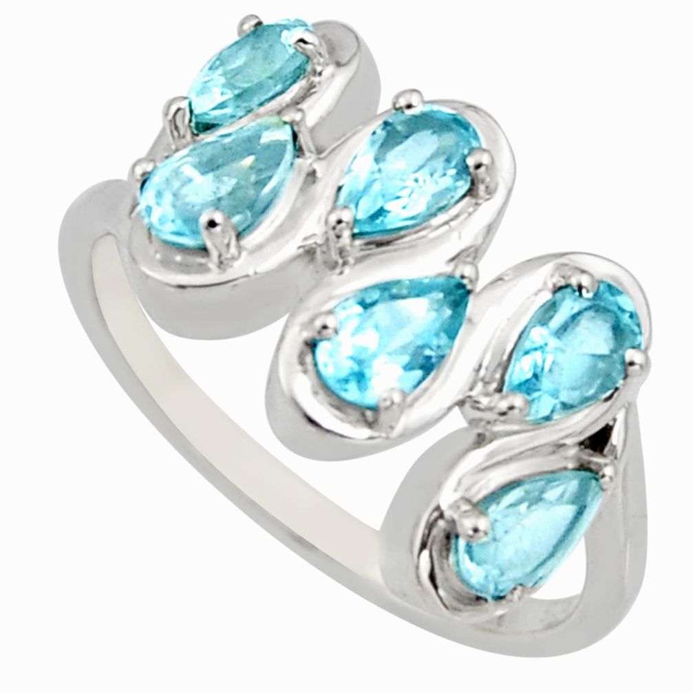 925 sterling silver 2.97cts natural blue topaz ring jewelry size 7.5 r6687
