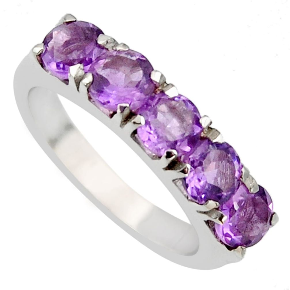 4.38cts natural purple amethyst 925 sterling silver ring jewelry size 7.5 r6701