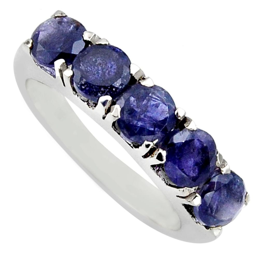 4.38cts natural blue iolite 925 sterling silver ring jewelry size 7.5 r6718