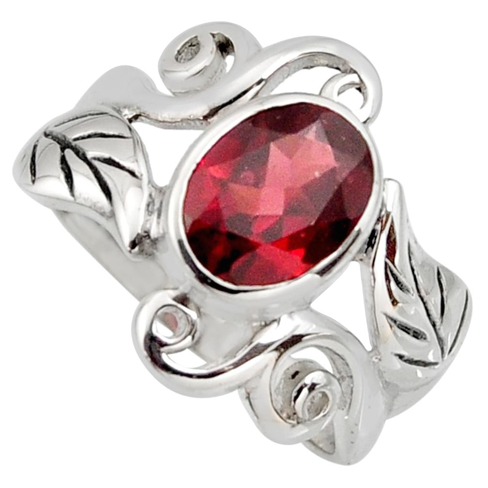 3.13cts natural red garnet 925 sterling silver solitaire ring size 7.5 r6729
