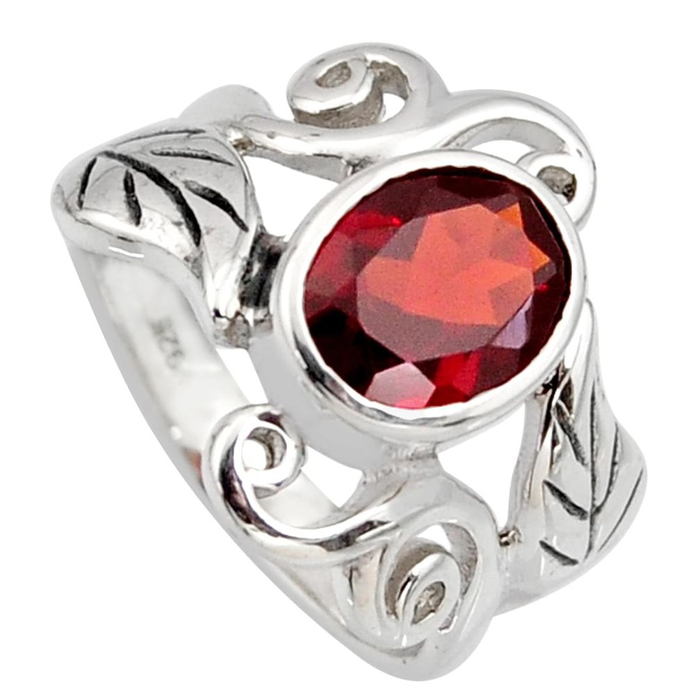 3.14cts natural red garnet 925 sterling silver solitaire ring size 6.5 r6730