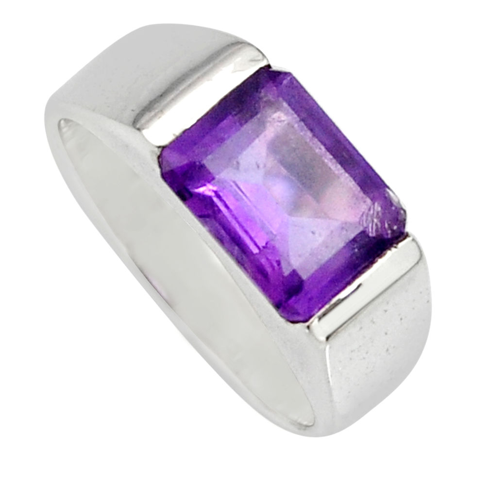 3.01cts natural purple amethyst 925 silver solitaire ring jewelry size 5.5 r6732