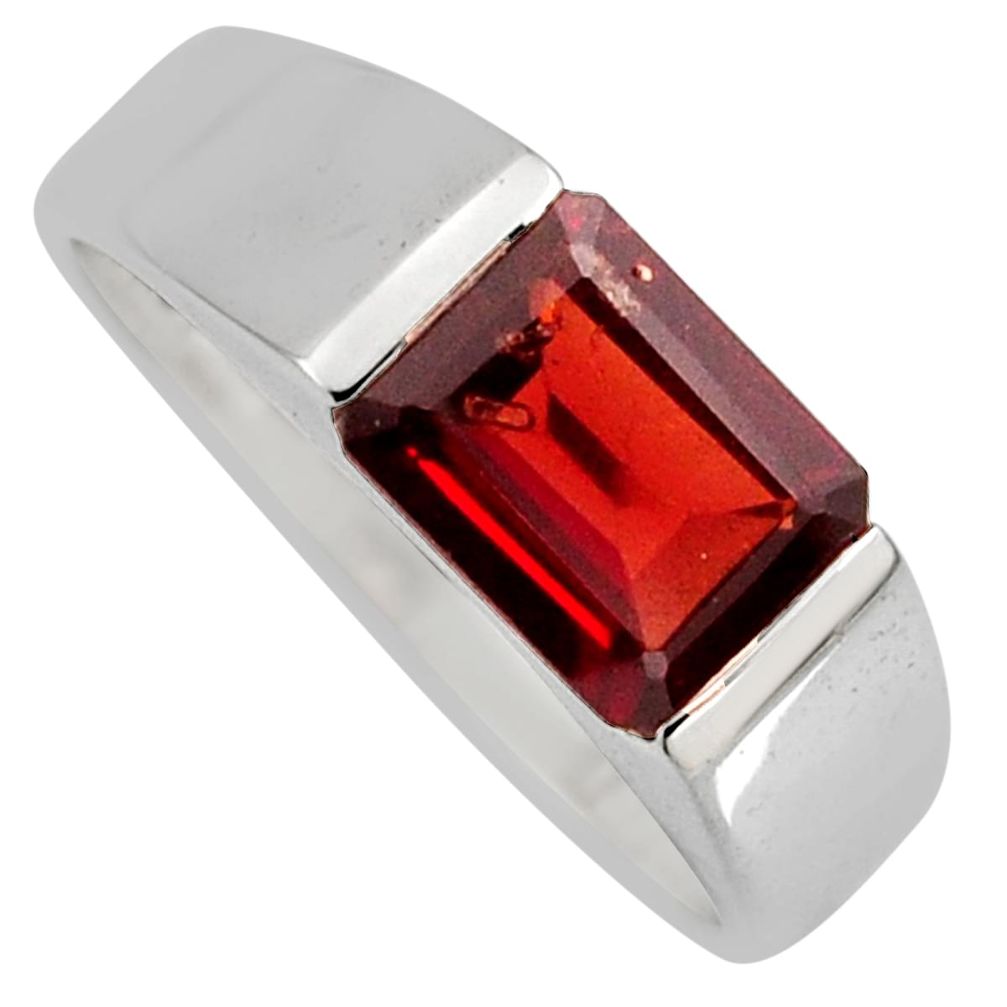 3.41cts natural red garnet 925 sterling silver solitaire ring size 8.5 r6736