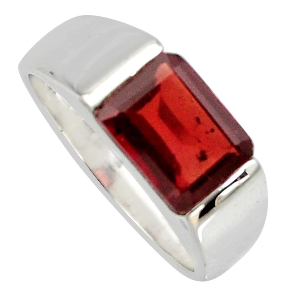 3.53cts natural red garnet 925 sterling silver solitaire ring size 7.5 r6740