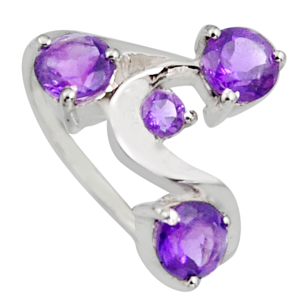 3.32cts natural purple amethyst 925 sterling silver ring jewelry size 6.5 r6741