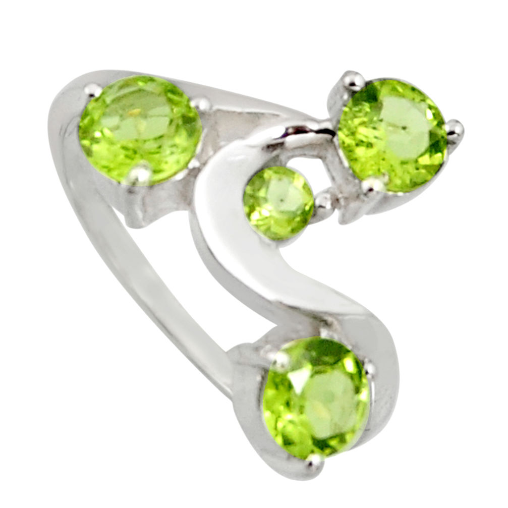 3.18cts natural green peridot 925 sterling silver ring jewelry size 5.5 r6752