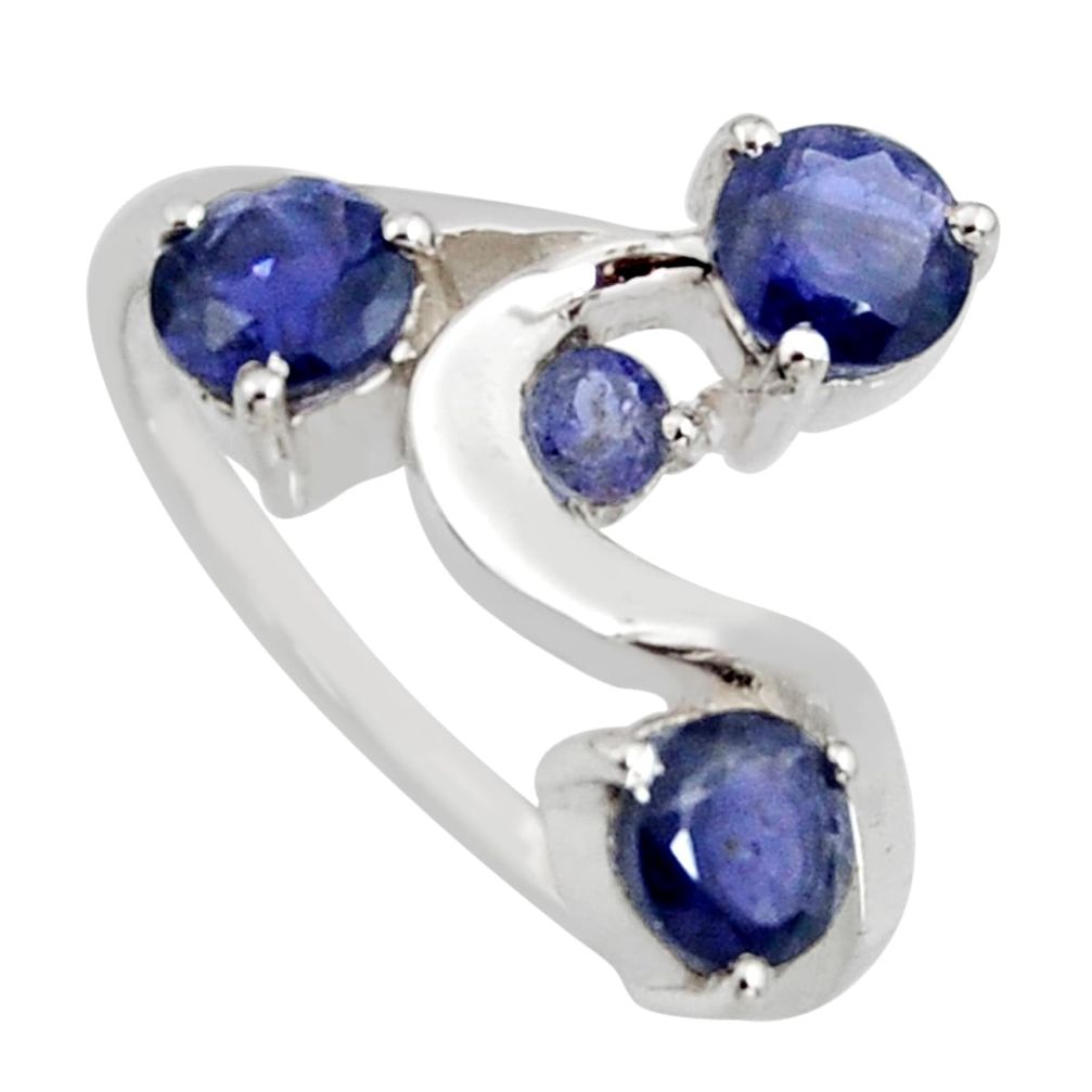 3.32cts natural blue iolite 925 sterling silver ring jewelry size 8 r6759