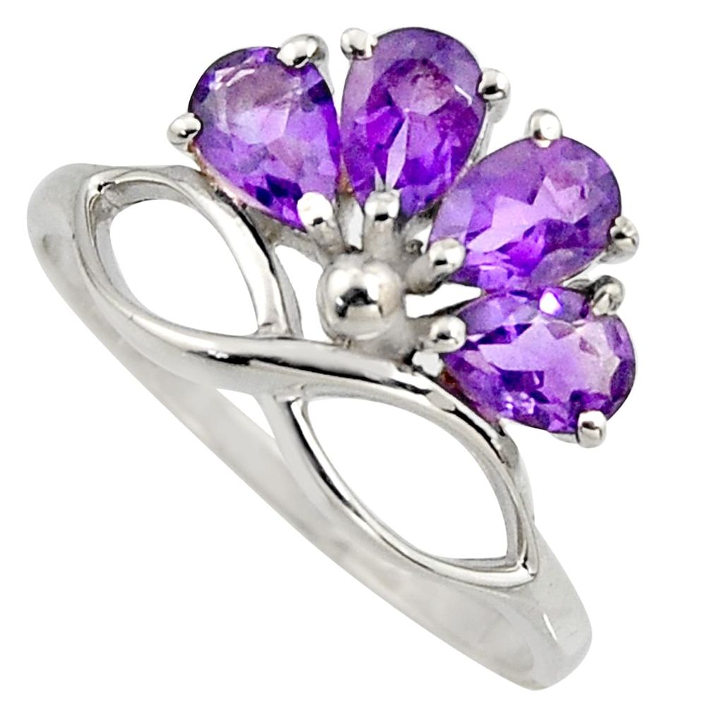 4.04cts natural purple amethyst 925 sterling silver ring jewelry size 6.5 r6762