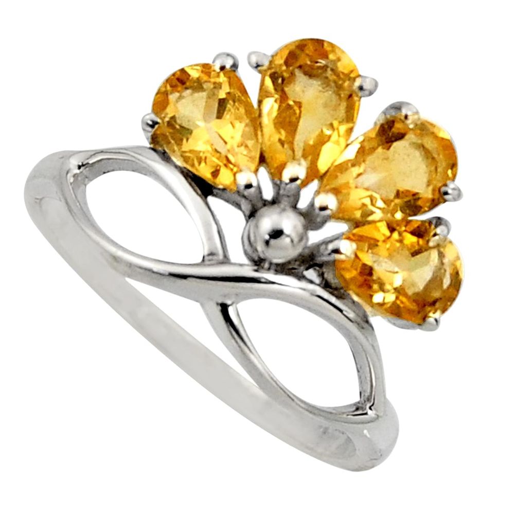 925 sterling silver 4.04cts natural yellow citrine ring jewelry size 5.5 r6764