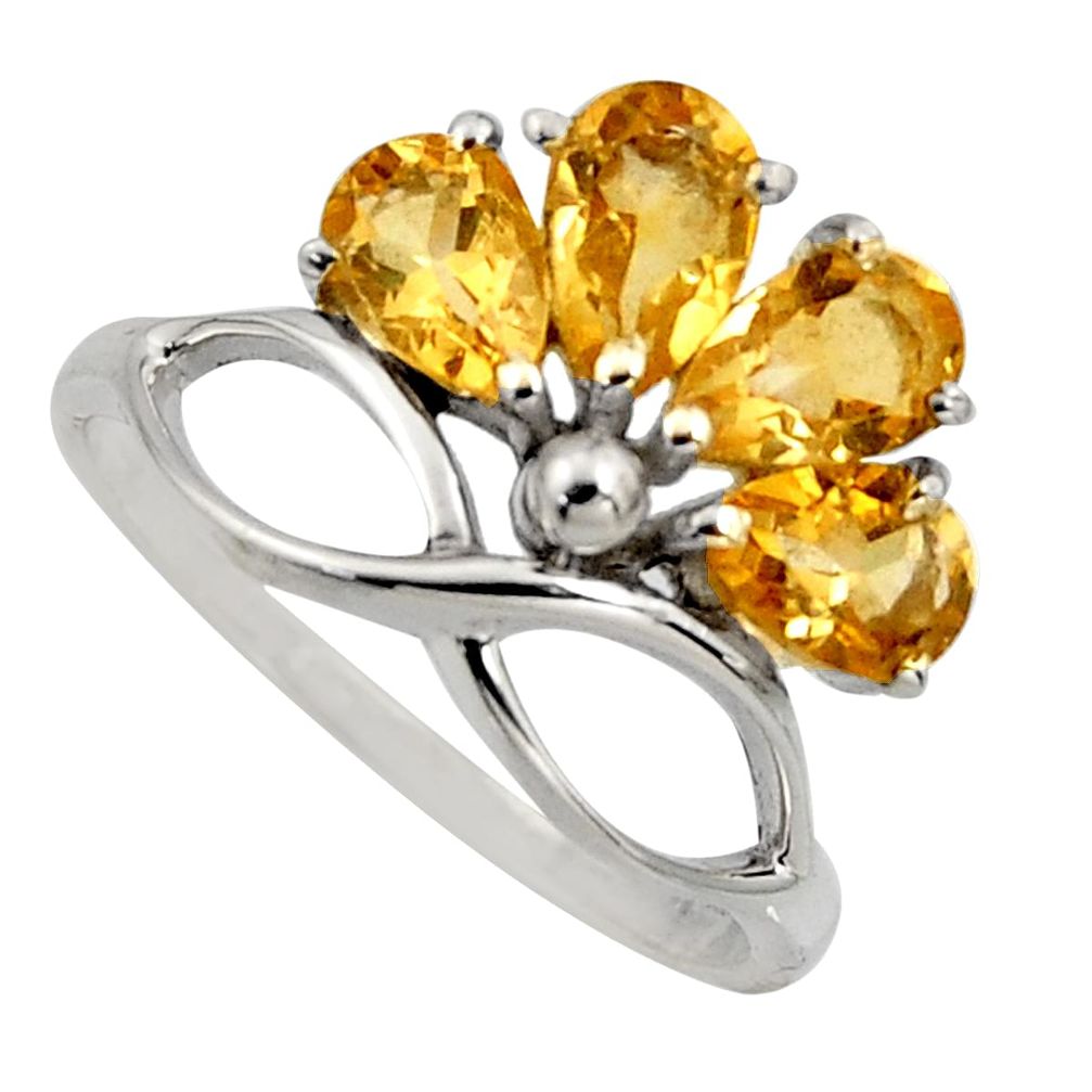 4.04cts natural yellow citrine 925 sterling silver ring jewelry size 5.5 r6765