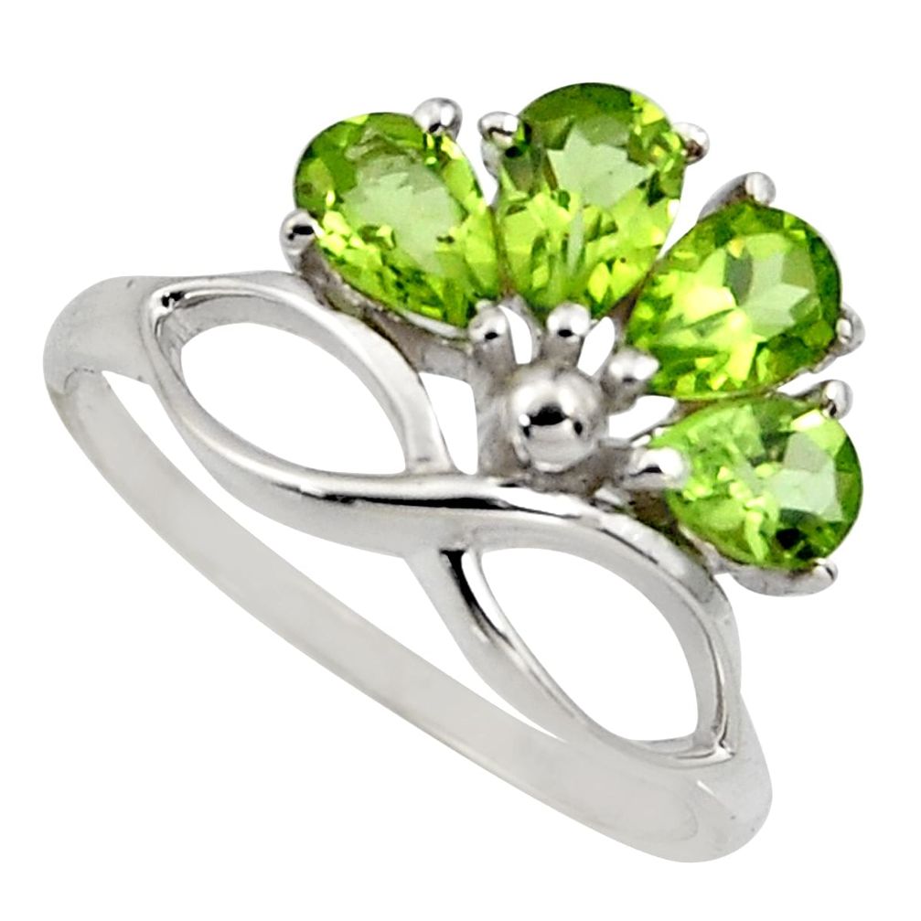 925 sterling silver 4.04cts natural green peridot ring jewelry size 5.5 r6767