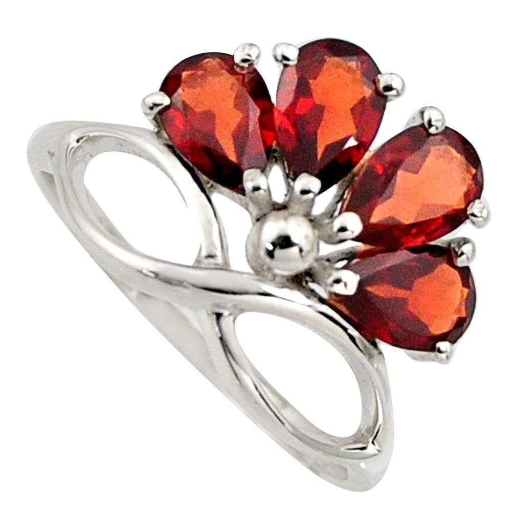 925 sterling silver 4.04cts natural red garnet pear ring jewelry size 5.5 r6777