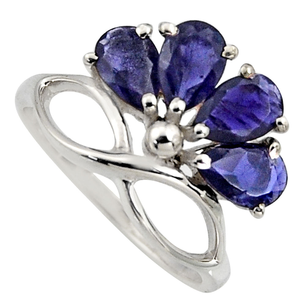 4.34cts natural blue iolite 925 sterling silver ring jewelry size 5.5 r6779