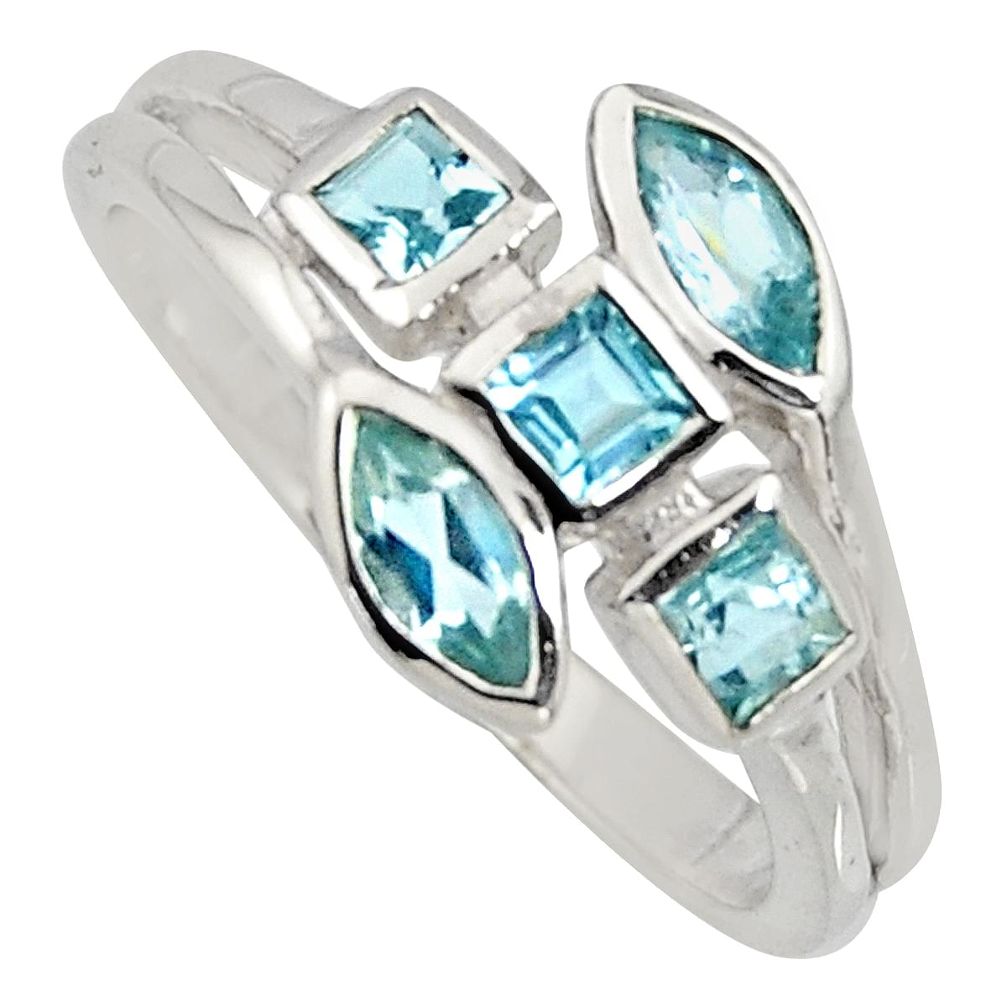 2.78cts natural blue topaz 925 sterling silver ring jewelry size 6.5 r6785
