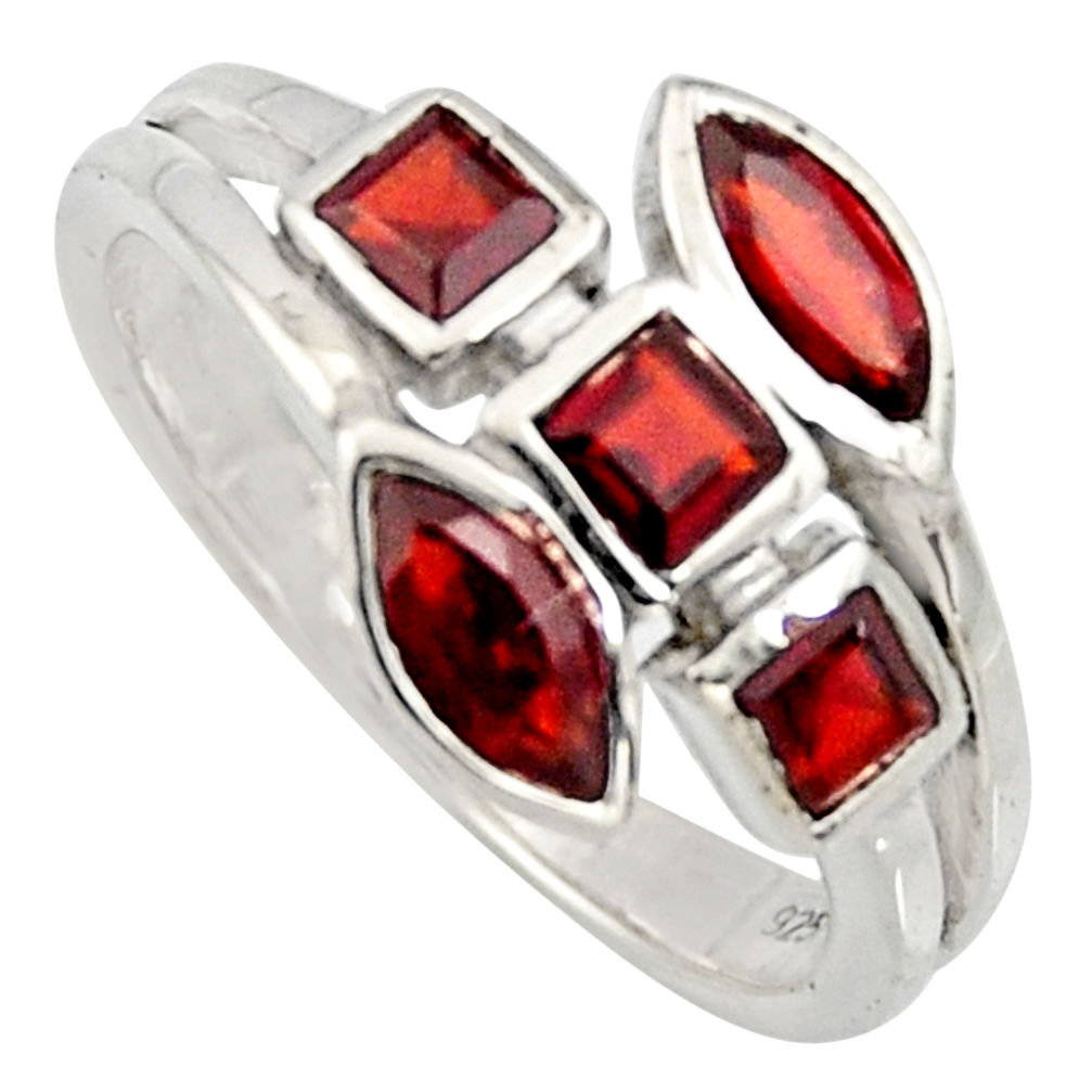 925 sterling silver 2.78cts natural red garnet ring jewelry size 7.5 r6790