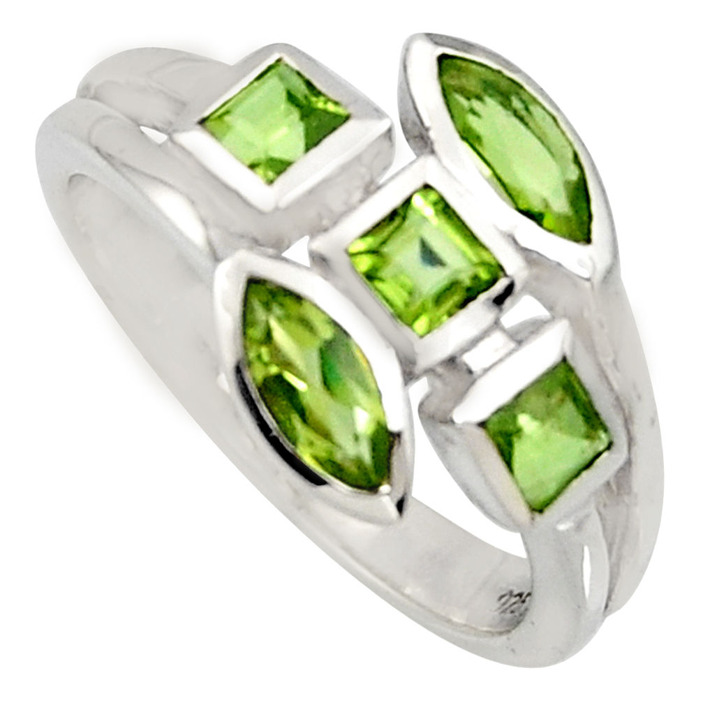 925 sterling silver 2.61cts natural green peridot ring jewelry size 5.5 r6793