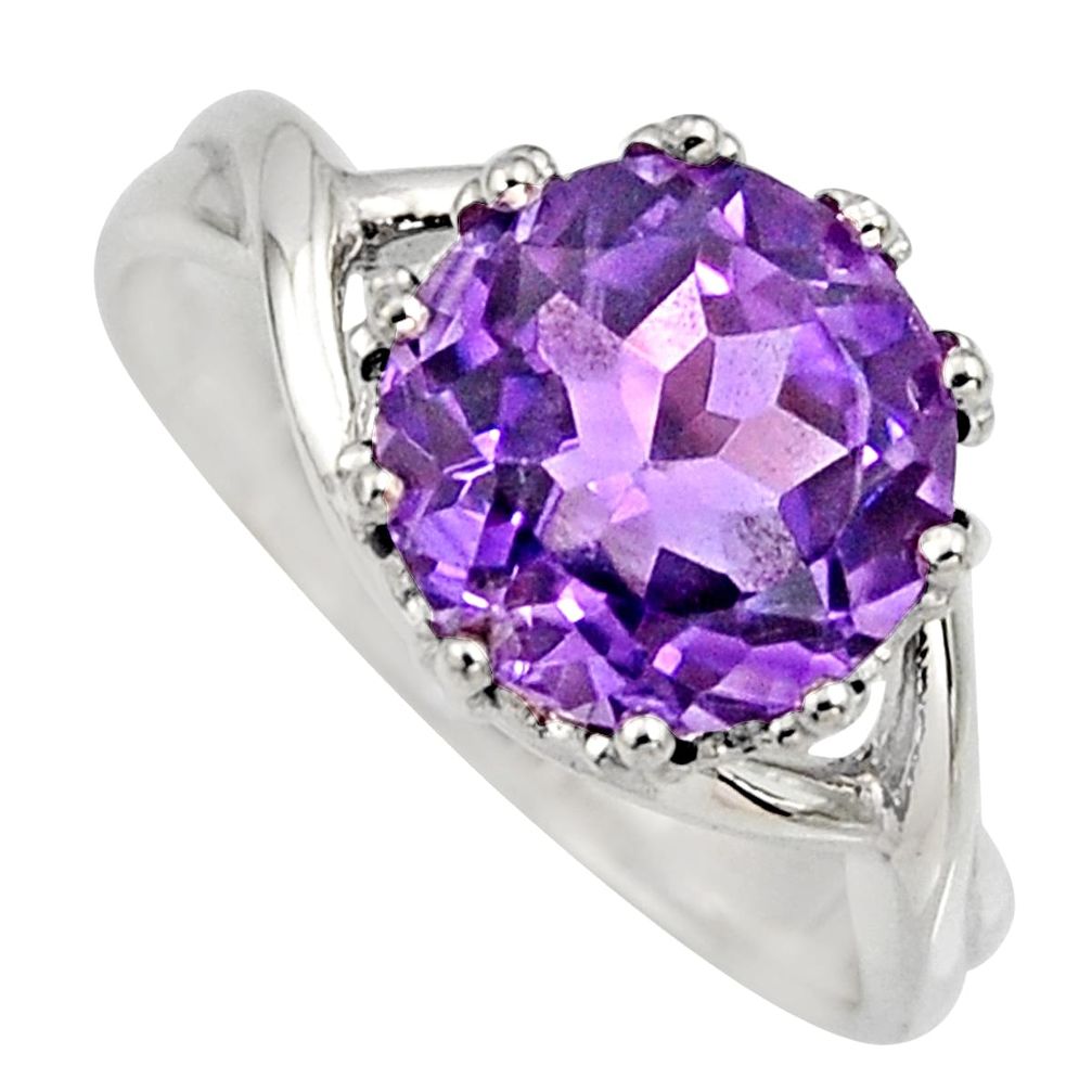 5.46cts natural purple amethyst 925 silver solitaire ring jewelry size 8.5 r6806