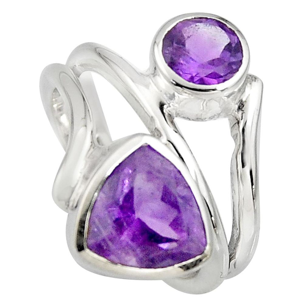 6.32cts natural purple amethyst 925 sterling silver ring jewelry size 6.5 r6822