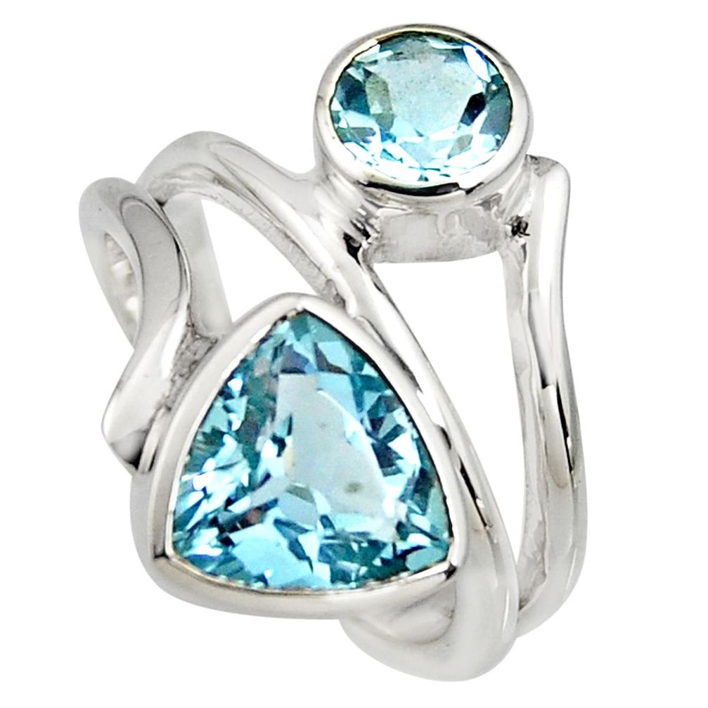 6.57cts natural blue topaz 925 sterling silver ring jewelry size 6.5 r6832